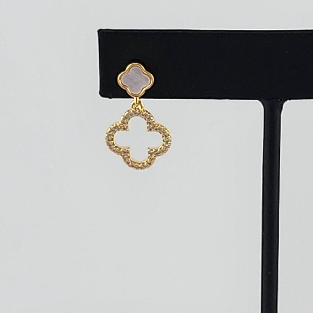 Brand New Brazilian 18k Gold Filled Double Clover Earrings - Picture 7 of 9
